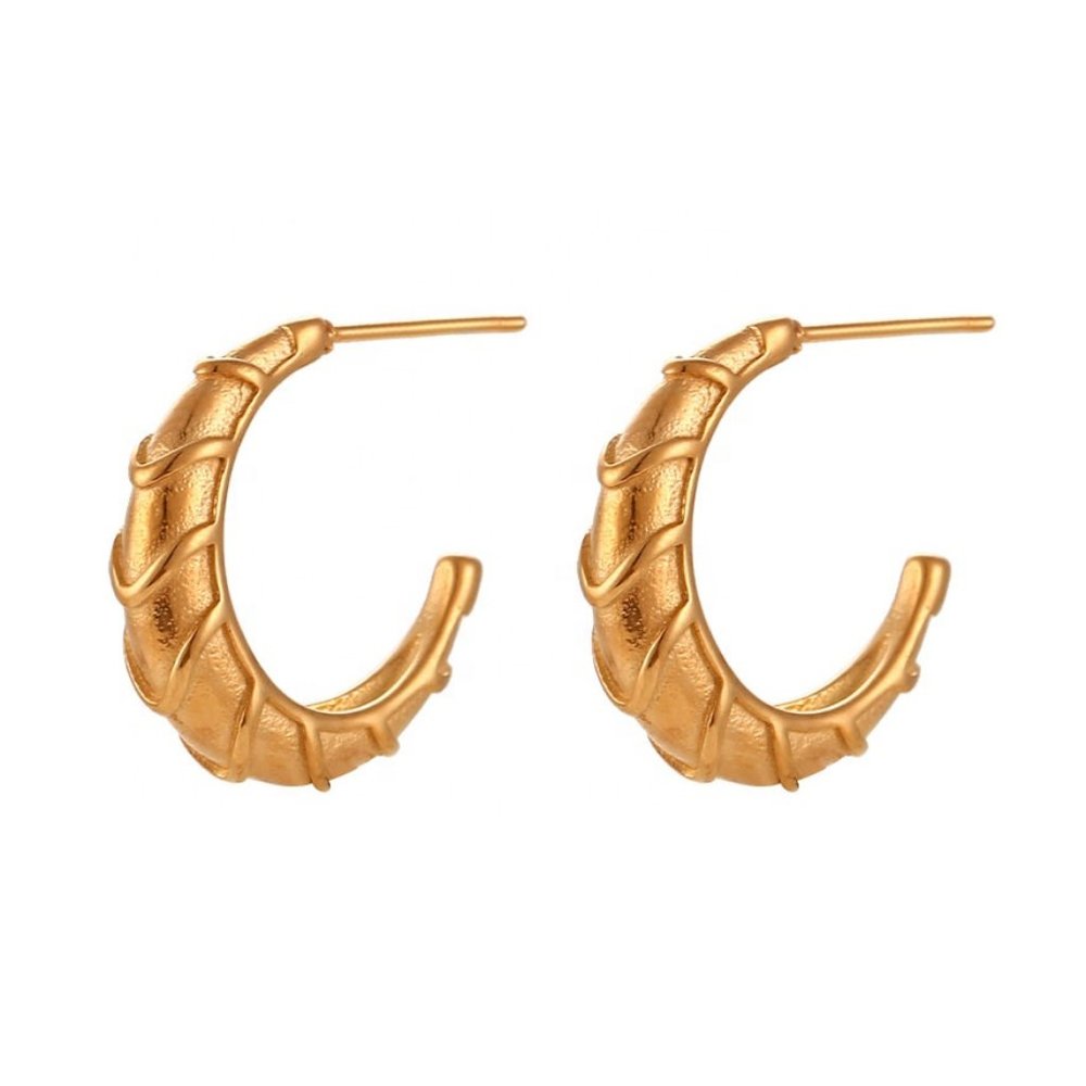 Chic C Shape Hoop Earrings 18K Gold Plated Stainless‎ Steel